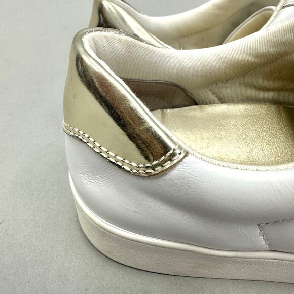 Vionic Bobbi velcro hook and loop white sneaker gold accent Size 8.5 comfort - Picture 7 of 13